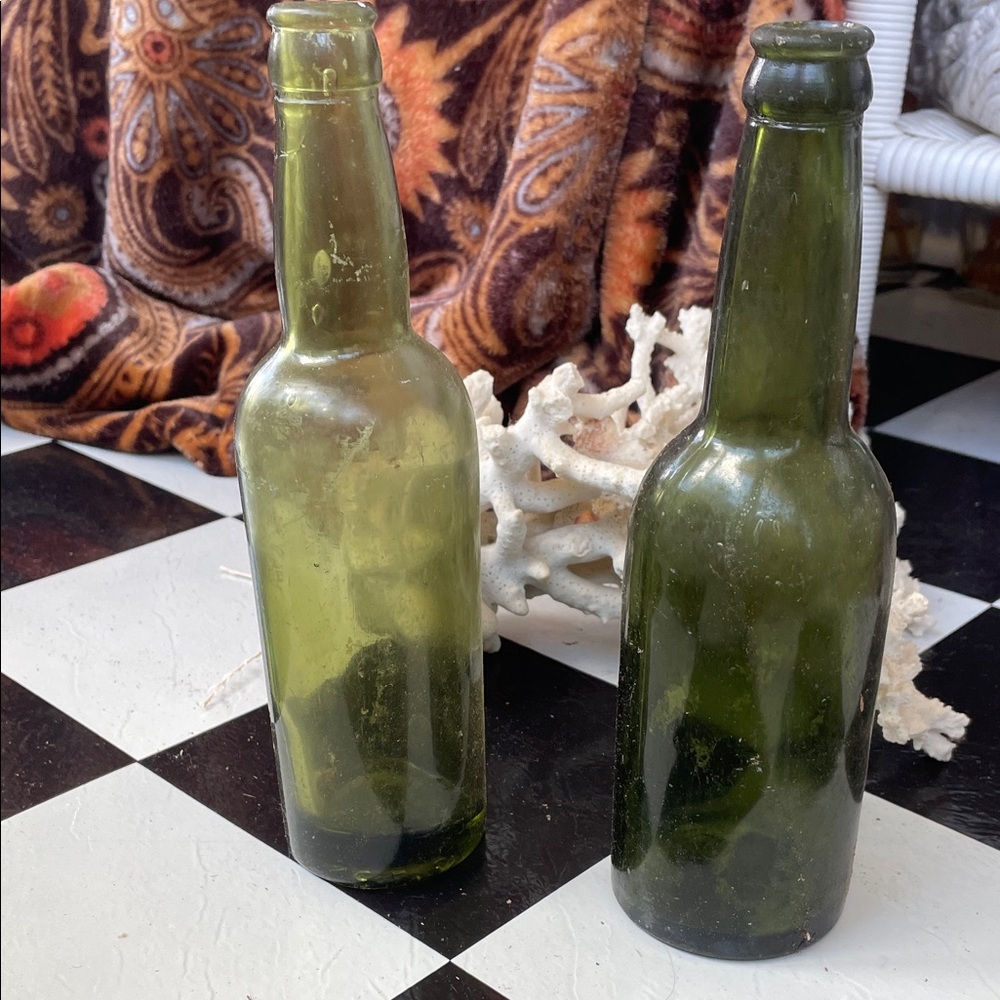 Vintage Green Glass Bottles
